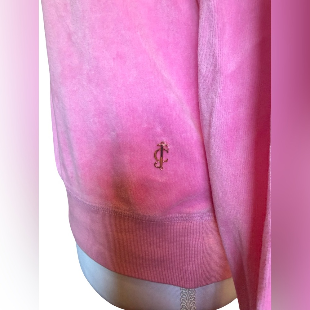 Juicy Couture Pink Velour Sweatshirt Women’s XS Velour Crewneck Pullover - Picture 4 of 10
